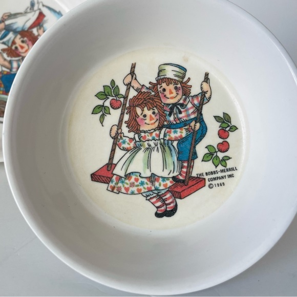 Vintage Raggedy Ann and Andy 1960s Nesting Bowls Melamine 60s Bobbs-Merrill - Picture 2 of 9